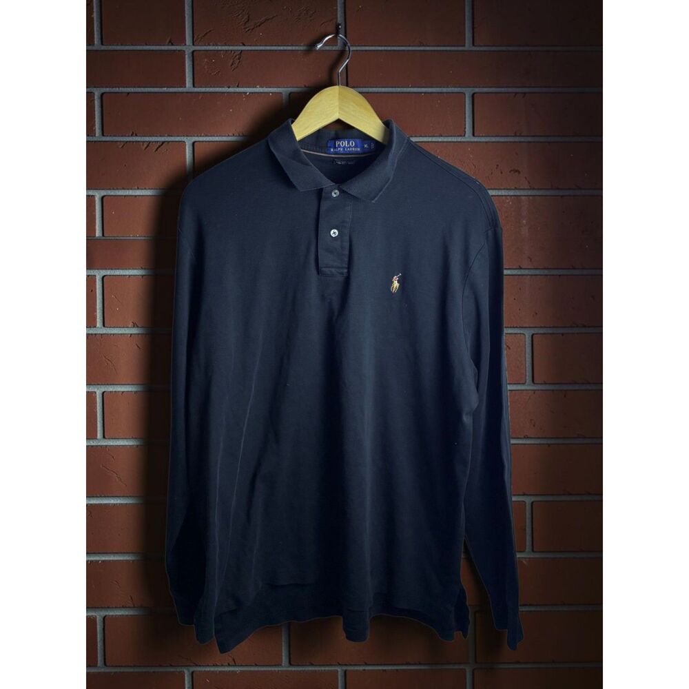 Polo Ralph Lauren Pima Soft Touch Long Sleeve Polo Shirt Men's XL Black
